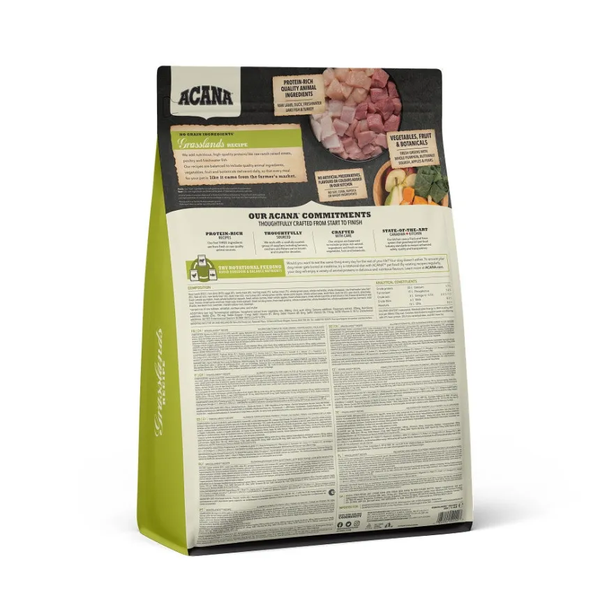 Acana Cane Grasslands Highest Protein Crocchette Agnello e Anatra Sacco 2kg