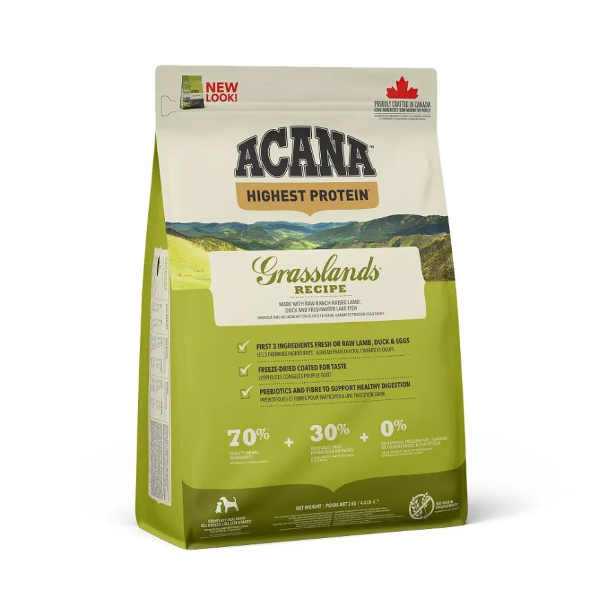 Acana Cane Grasslands Highest Protein Crocchette Agnello e Anatra Sacco 2kg