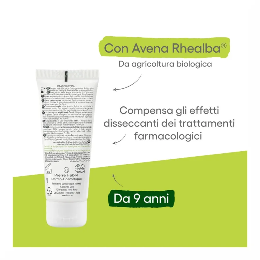 A-Derma Biology Ac Hydra Crema Compensatrice Ultra-lenitiva Anti-imperfezioni 40ml
