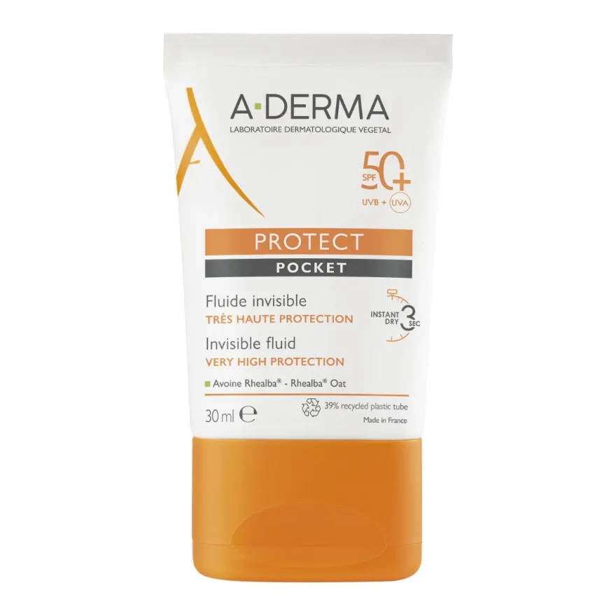 Aderma Protect Pocket Fluido Invisibile Solare Viso 30ml SPF50+