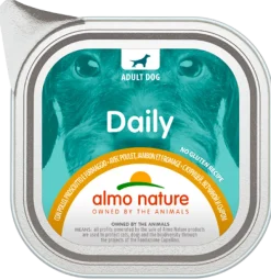Almo Nature Daily Menù Cibo Umido Pollo/Prosciutto/Formaggio Per Cani Adulti Vaschetta 100g