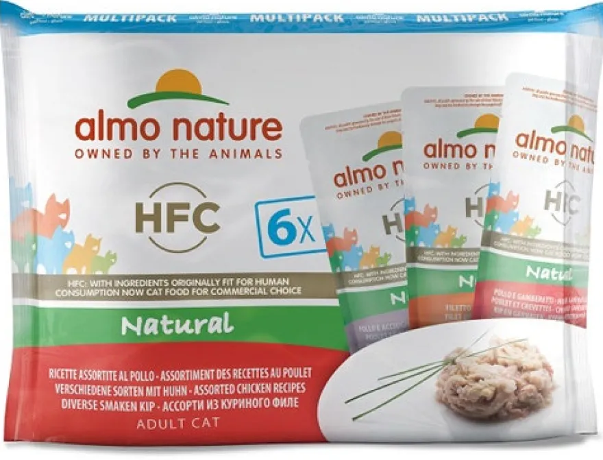 Almo Nature HCF Natural Cibo Umido Al Pollo Per Gatti Adulti Bustine 6x55g