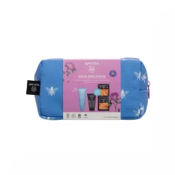 Apivita Aqua Beelicious Crema Idratante Colorata Healthy Glow SPF30+Gel detergente Viso+ Maschera+ Pochette