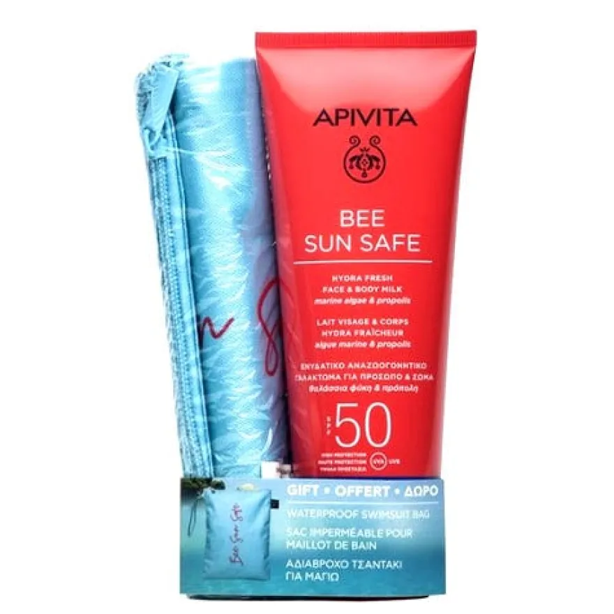 Apivita Bee Sun Safe Hydra Fresh Face & Body Milk SPF50 200ml + Pochette