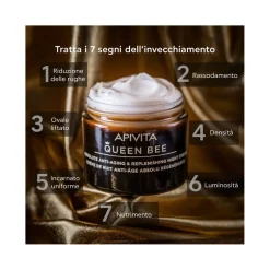Apivita Queen Bee Night Crema Viso Notte Anti-Età Assoluta&Rimpolpante 50ml