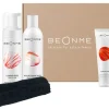 Beonme Set Pulizia Viso Mousse Detergente 150ml + Acqua Micellare 200ml + Gel Scrub 75ml + Lavetta In Spugna