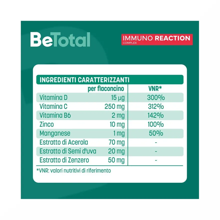 Be-Total Immuno Reaction Integratore Alimentare Difese Immunitarie Vitamina C 8 Flaconcini