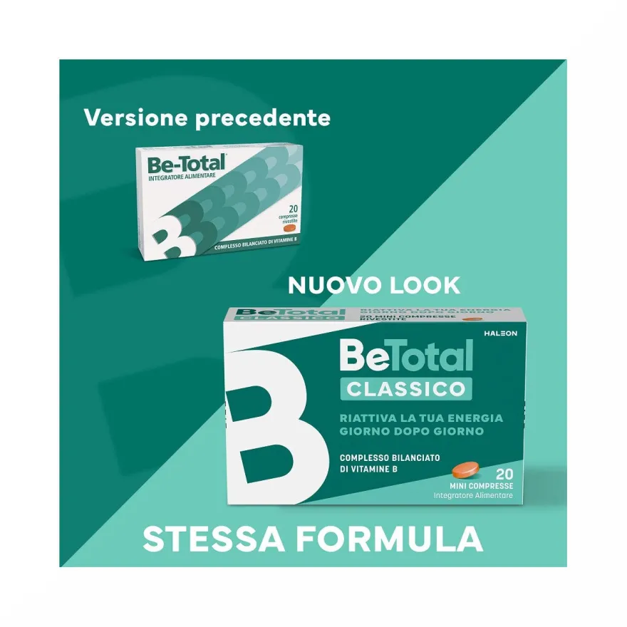 Be-Total Integratore Alimentare Vitamina B/B3/B12 Acido Folico Energia Per Adulti 20 Compresse