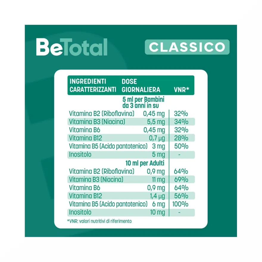 Be-Total Sciroppo Integratore Alimentare Vitamina B Stanchezza Sistema Immunitario Bambini 100 ml