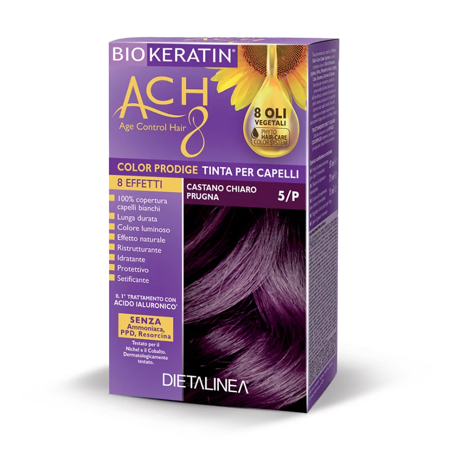 Biokeratin Ach8 Tinta per Capelli Castano Chiaro Prugna 5/P