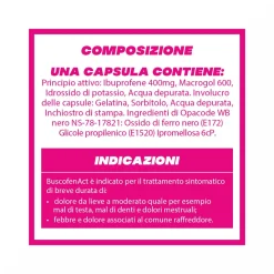 BuscofenAct 400 mg Con Ibuprofene Analgesico Contro Dolori Forti Da Ciclo 20 Capsule Molli