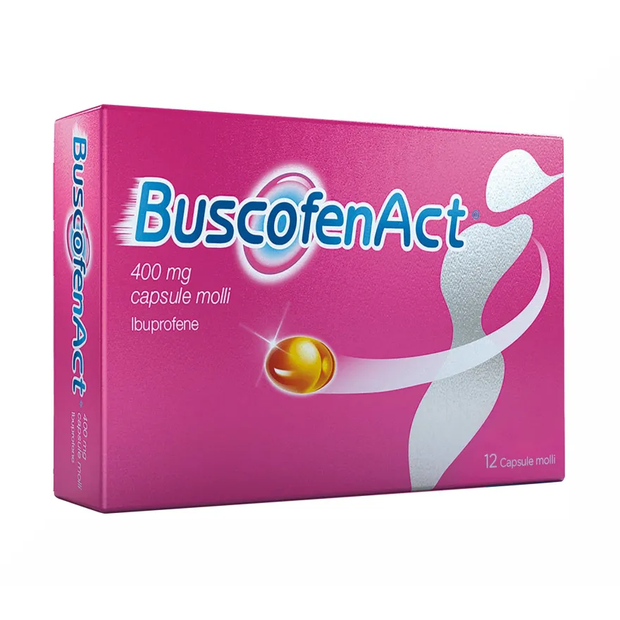 BuscofenAct 400 mg Con Ibuprofene Analgesico Contro Dolori Forti Da Ciclo 12 Capsule Molli