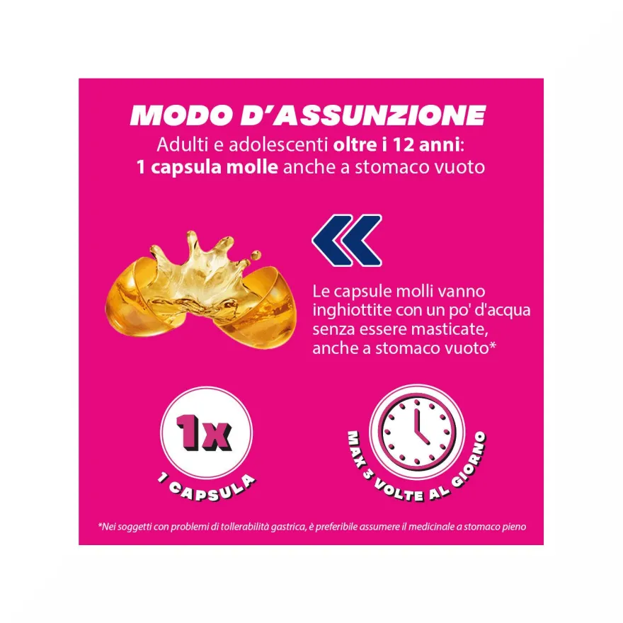 BuscofenAct 400 mg Con Ibuprofene Analgesico Contro Dolori Forti Da Ciclo 12 Capsule Molli