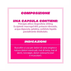 Buscofen 200 mg Con Ibuprofene Analgesico Contro Dolori Da Ciclo 12 Capsule Molli