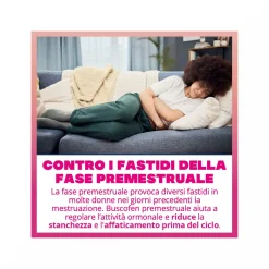 Buscofen Premestruale Integratore Alimentare, Magnesio, Vitamina B6, Vitamina E e Calcio, 15 Compresse Effervescenti