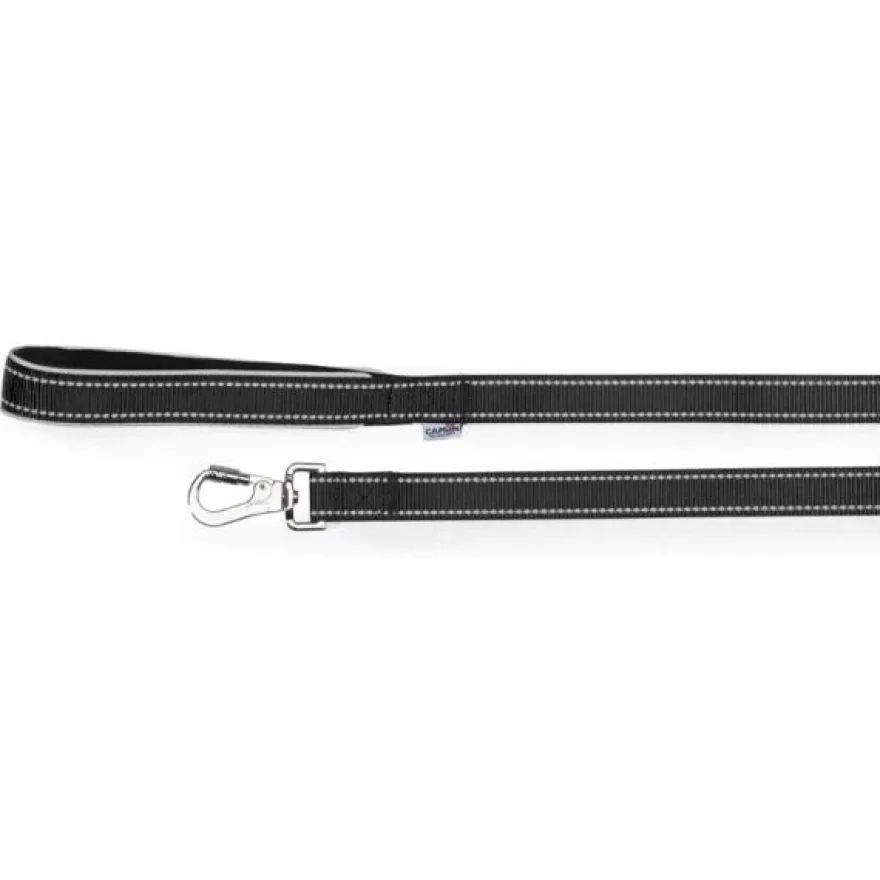 Camon Guinzaglio Con Maniglia In Neoprene E Cuciture Reflex Nero 2x120cm