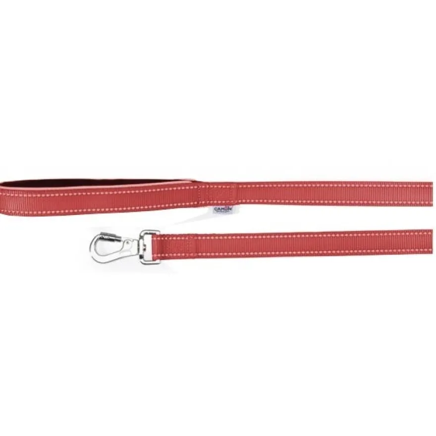Camon Guinzaglio Con Maniglia In Neoprene E Cuciture Reflex Rosso 2,5x120cm