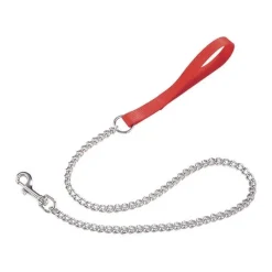 Camon Guinzaglio In Nylon Con Catena In Acciaio Per Cani Colore Rosso 2x800mm