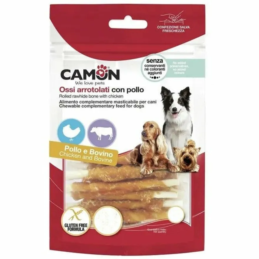 Camon Rolls di Pelle Bovina con Pollo Per Cani 1150g