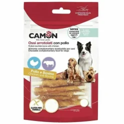 Camon Rolls di Pelle Bovina con Pollo Per Cani 345g