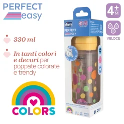 Chicco Biberon Perfect Easy Flusso Rapido Colore arancio 330ml 4M+