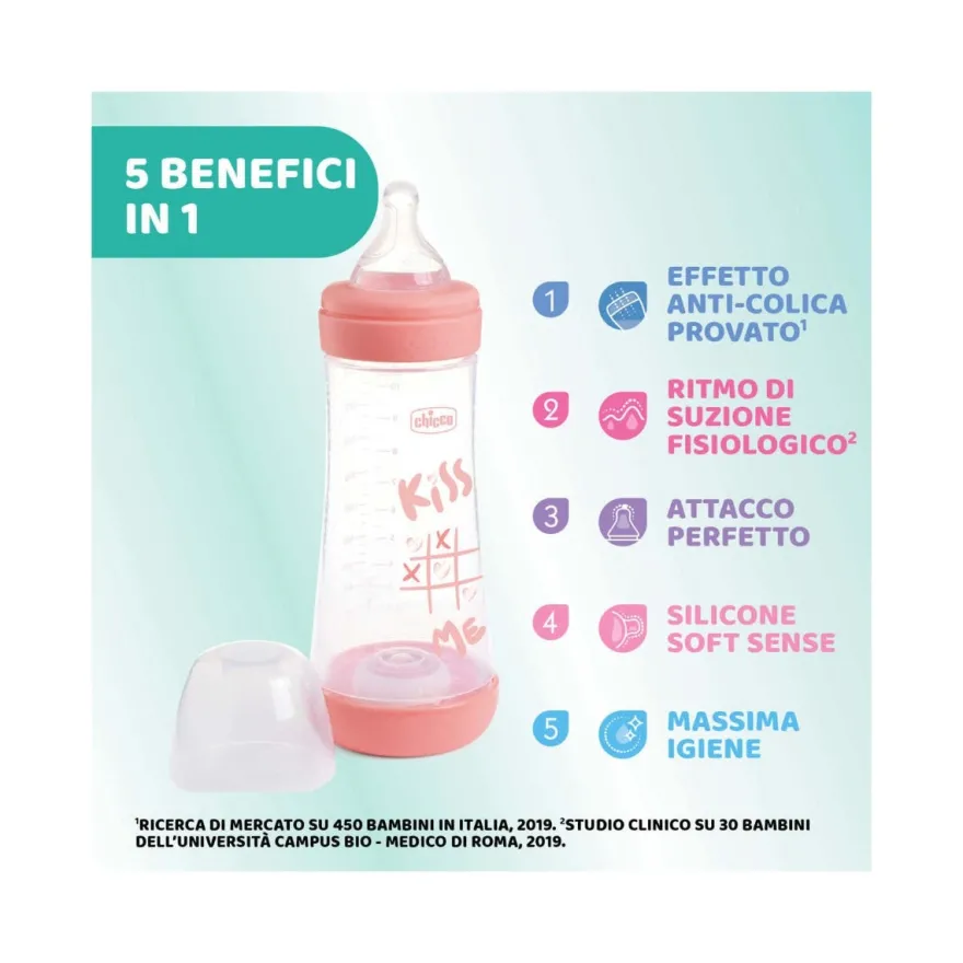 Chicco Biberon Perfect 5 Rosa Flusso Veloce 300 ml 4M+