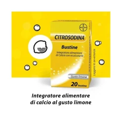 Citrosodina Effervescente Integratore Alimentare Digestivo con Calcio Gusto Limone 20 Bustine