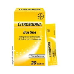 Citrosodina Effervescente Integratore Alimentare Digestivo con Calcio Gusto Limone 20 Bustine