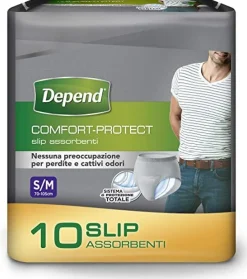 Depend Comfort-Protect Slip Assorbenti Uomo Taglia S/M 10 Pezzi