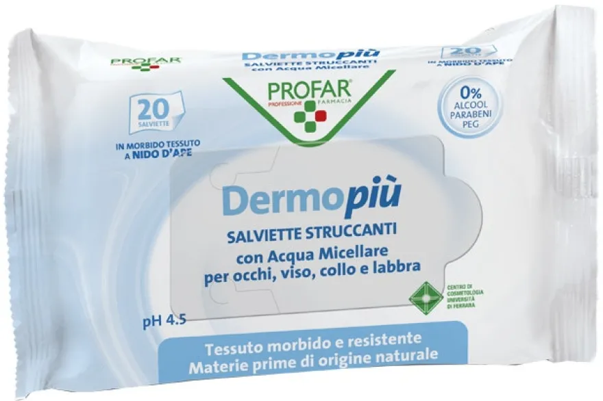 Dermo Piu' Salviettine Struccanti 20 Pezzi Profar