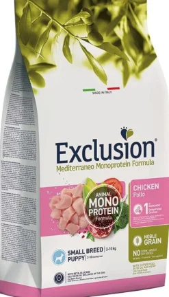 Dorado Exclusion Mediterraneo Monoprotein Noble Grain Puppy Small Breed Con Pollo Cibo Secco Per Cani 500g