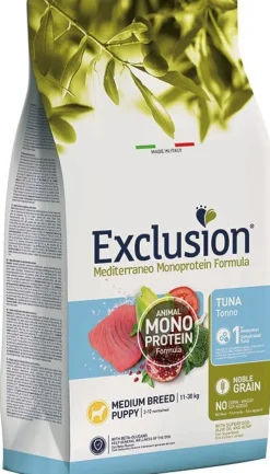 Dorado Exclusion Mediterraneo Monoprotein Noble Grain Puppy Medium Breed Con Tonno Cibo Secco Per Cani 12kg