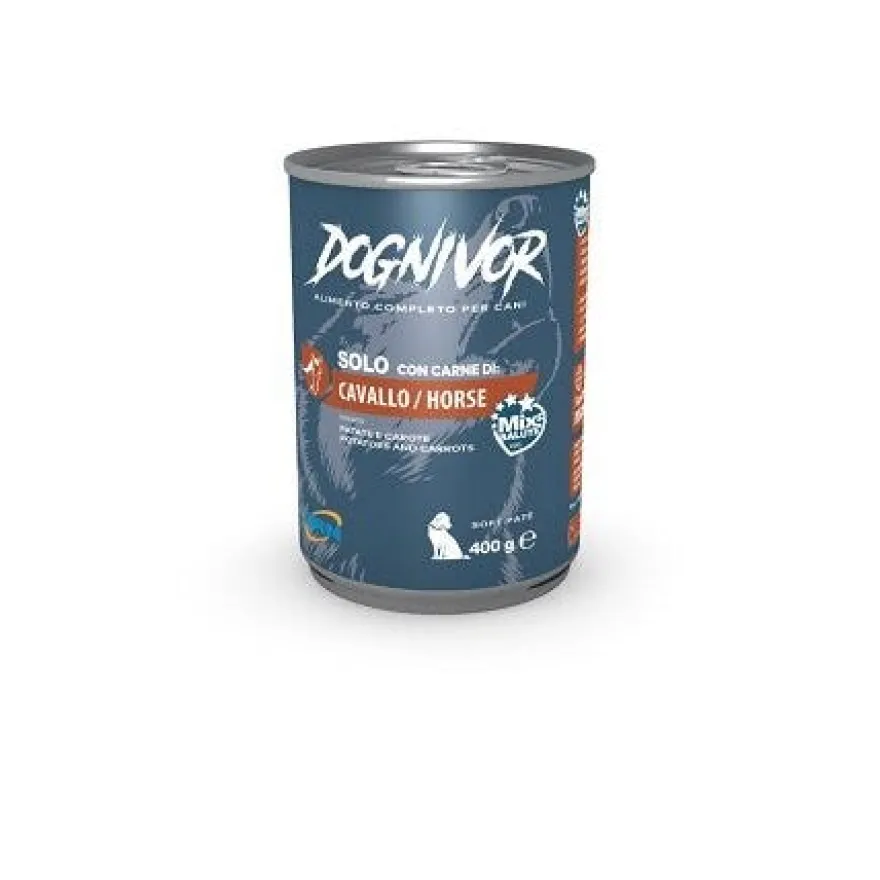 Drn Dognivor Cibo Umido Con Cavallo Patate e Carote Per Cani Adulti Scatoletta 400g