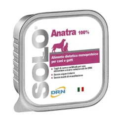 Drn Solo Anatra Alimento Dietetico Monoproteico Umido Per Cani/Gatti 100g