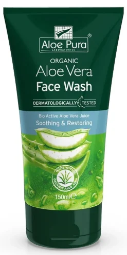 Dr Organic Aloe Pura Detergente Viso Lenitivo/Riparatore 150ml