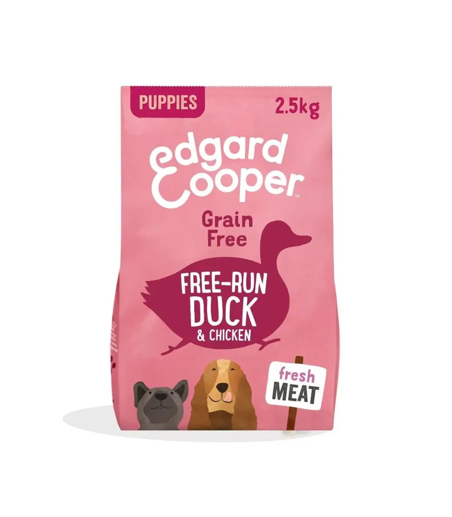Edgard & Cooper Puppy Anatra E Pollo Allevati A Terra Senza Cereali Crocchette per Cani 2,5 Kg