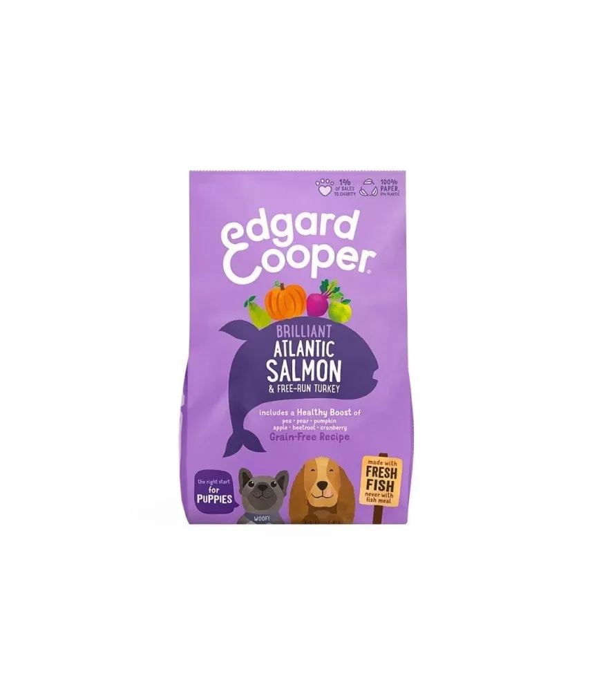 Edgard & Cooper Puppy Salmone E Tacchino Allevato A Terra Senza Cereali Crocchette per Cani 2,5 Kg