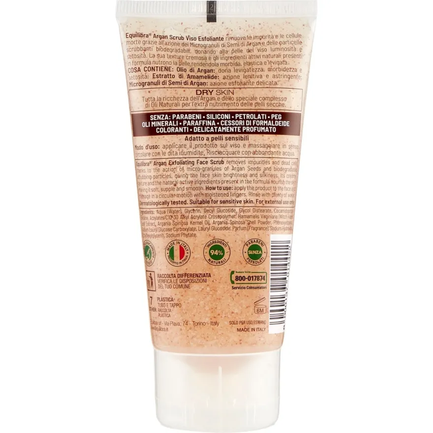 Equilibra Argan Scrub Viso Esfoliante 75ml