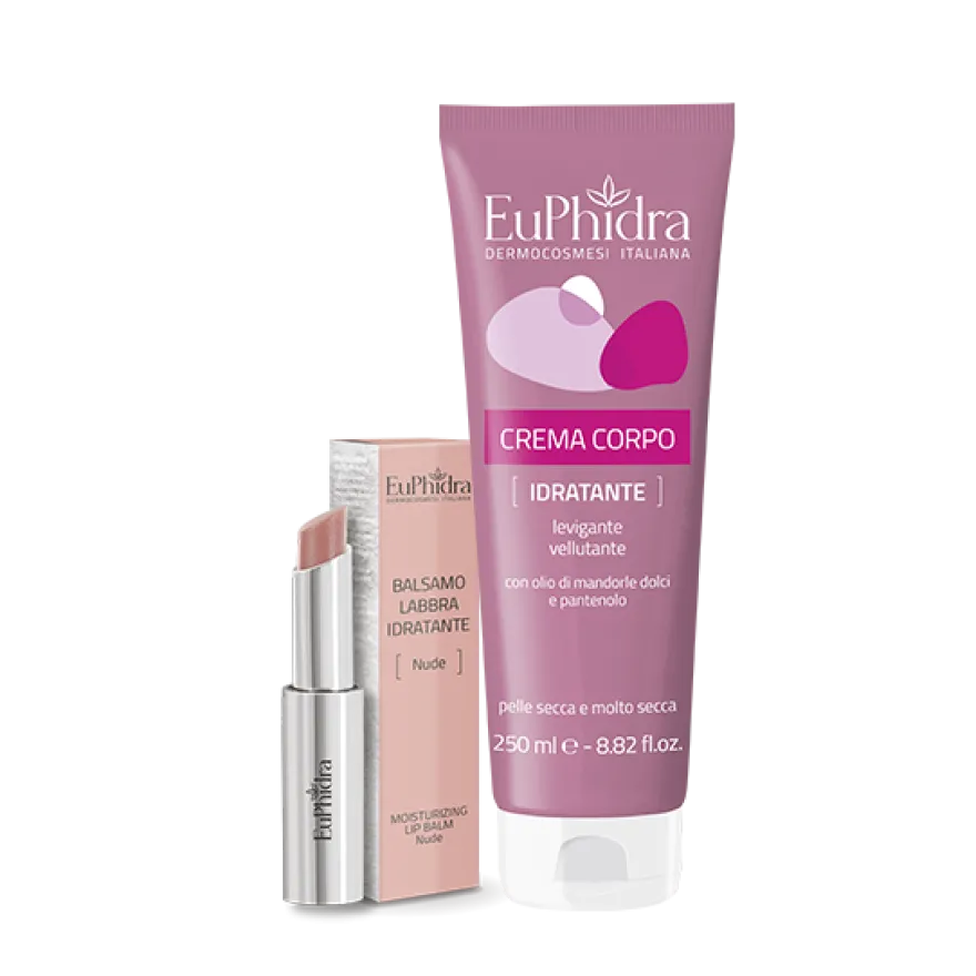 Euphidra Kit Un Tè A Jodhpur Balsamo Labbra Idratante + Crema Corpo Idratante 250ml