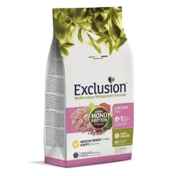 Exclusion Mediterraneo Monoprotein Crocchette Al Pollo Per Cani Cuccioli Taglia Media Sacco 12 Kg