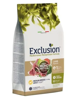 Exclusion Mediterraneo Monoprotein Formula Noble Grain Lamb Crocchette Con Agnello Per Cani Adulti Taglia Media Sacco 3kg