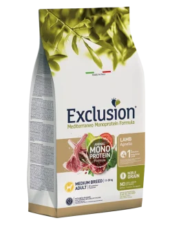 Exclusion Mediterraneo Monoprotein Formula Noble Grain Lamb Crocchette Con Agnello Per Cani Adulti Taglia Media Sacco 3kg