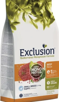 Exclusion Mediterraneo Monoprotein Noble Grain Cibo Secco Manzo Per Cani Adulti Taglia Piccola Sacco 500g