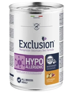 Exclusion Monoprotein Veterinary Diet Formula Hypoallergenic Umido Anatra/Patate Cani Lattina 400g