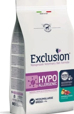 Exclusion Monoprotein Veterinary Diet Formula Hypoallergenic Crocchette Cervo/Patate Per Cani Taglia Media/Grande Sacco 12kg