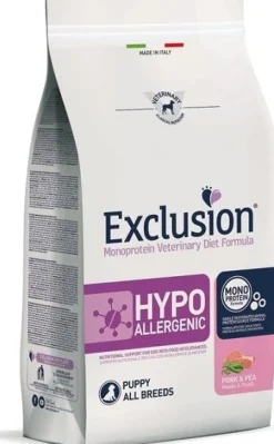 Exclusion Monoprotein Veterinary Diet Formula Hypoallergenic Crocchette Suino/Piselli Per Cuccioli Sacco 2kg