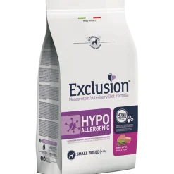 Exclusion Monoprotein Veterinary Diet Formula Hypoallergenic Crocchette Suino/Piselli Per Cani Taglia Piccola Sacco 800g