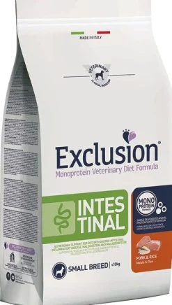 Exclusion Monoprotein Veterinary Diet Formula Intestinal Cibo Secco Maiale E Riso Per Cani Adulti Taglia Piccola Sacco 7kg