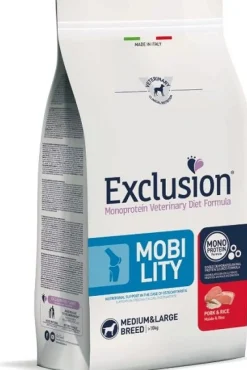 Exclusion Monoprotein Veterinary Diet Formula Mobility Crocchette Suino/Riso Per Cani Taglia Media/Grande Sacco 2kg
