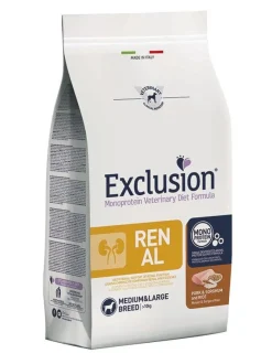 Exclusion Monoprotein Veterinary Diet Formula Renal Crocchette Con Maiale/Sorgo/Riso Per Cani Adulti Taglia Medio/Grande Sacco 2kg